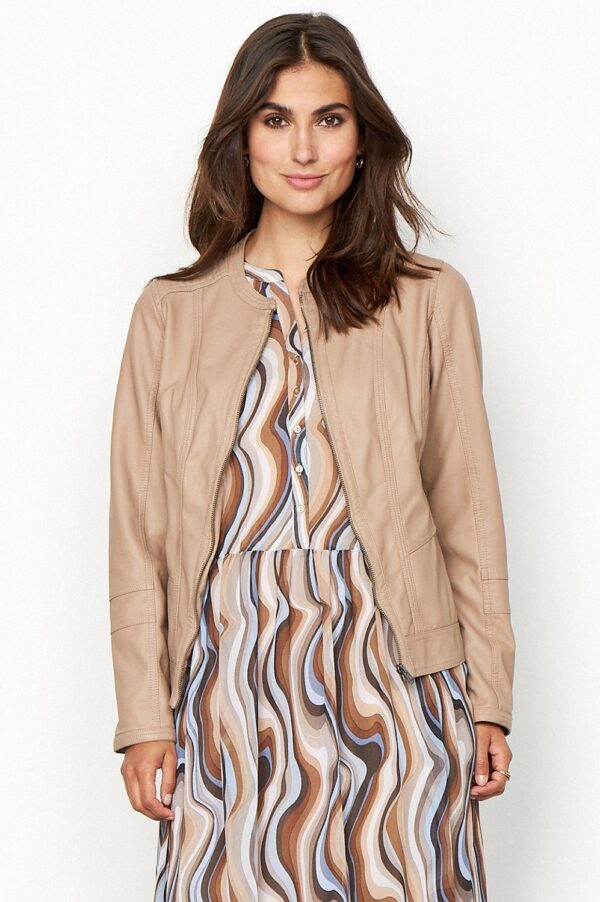 Artificial leather jacket Amalie4 beige