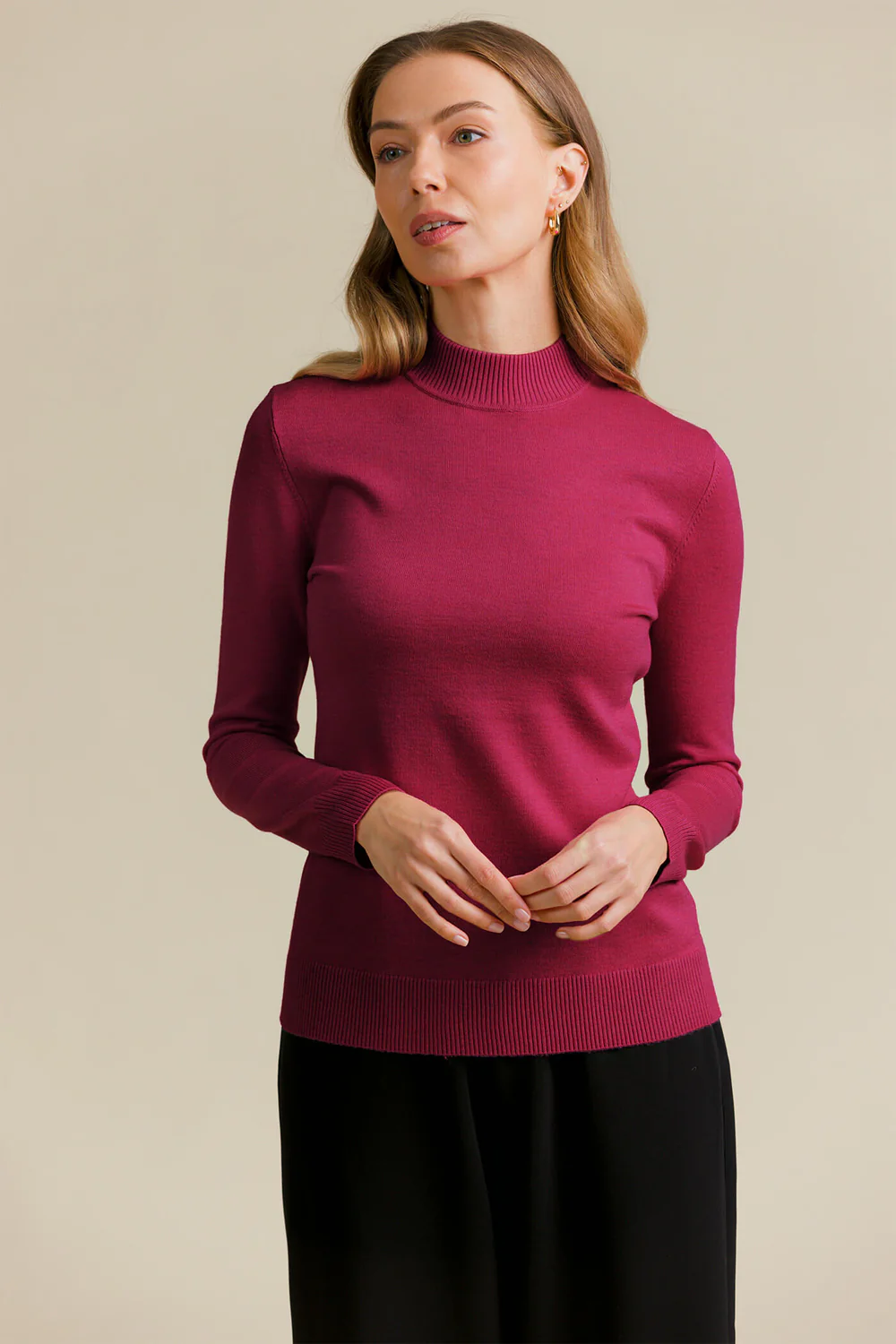 Voglia Frigole High-Neck Sweater - Fuchsia pink, XS